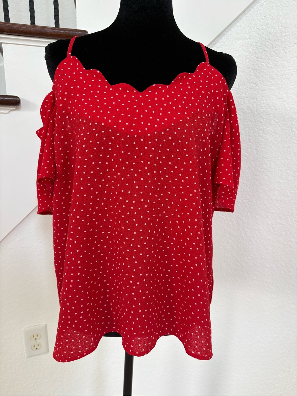 Monteau Red Polka Dot Blouse